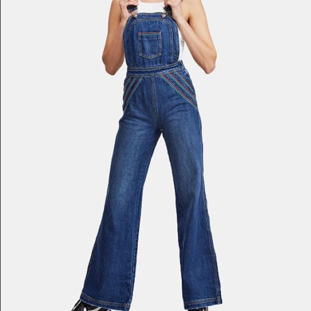 Free People Chasing Rainbows Wide leg overall